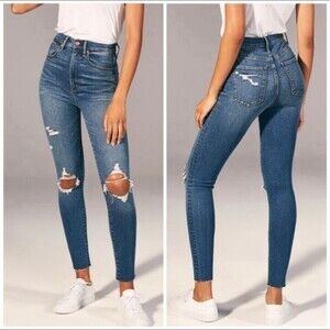 Abercrombie & Fitch Women's Sz 2 Ultra High Rise Super Skinny Distressed Jeans